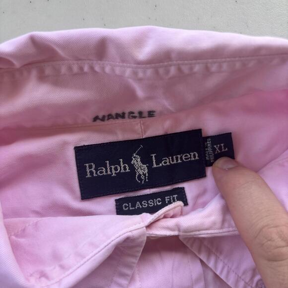 Polo Ralph Lauren Men Button Up Shirt Size XXL Pink Green Pony Vtg Embroidered - Picture 2 of 5